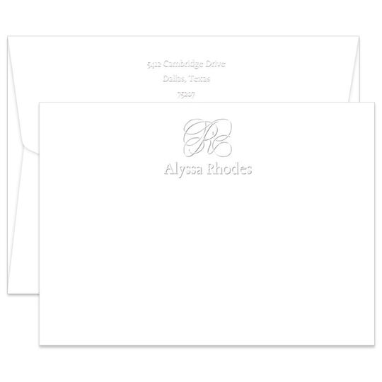 Triple Thick Embossed Capital Flat Note Cards